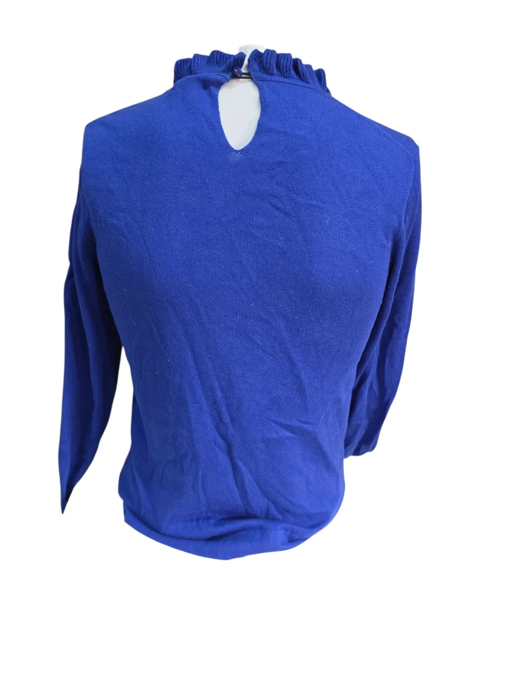J. Crew Royal Blue Ruffle Mock-Neck Long Sleeve Top